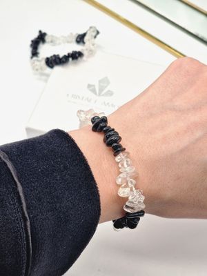 TURMALIN &amp; BERGKRISTALL Splitterarmband