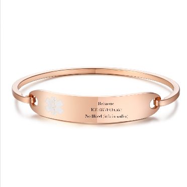 ICE ID &amp; Medic Alert Bracelet Bangle  (Unisex)
