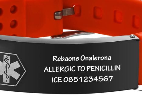 ICE ID &amp; Medic Alert Bracelet Silicone and Stainless Steel (Unisex)