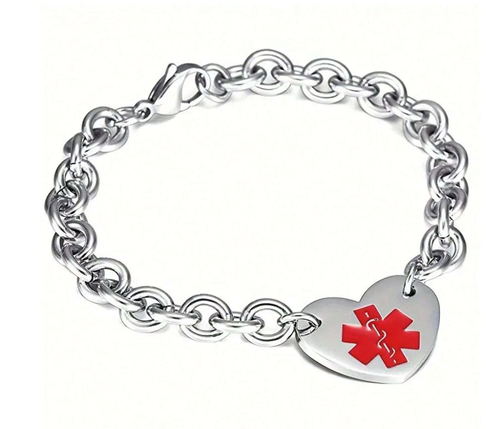 ICE ID &amp; Medic Alert Stainless Steel Rolo Chain Bracelet (Unisex)