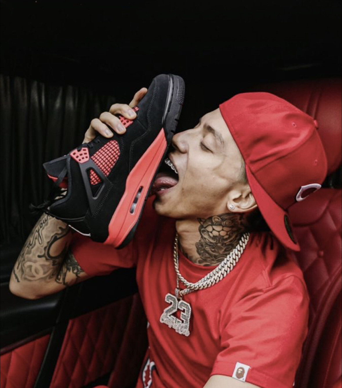 Red Addidas Rapper Sneakers