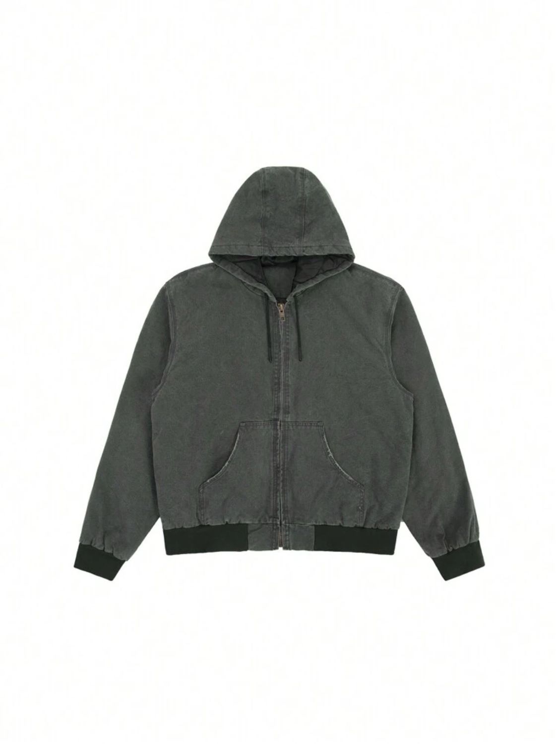 Giacca verde con cappuccio e zip 