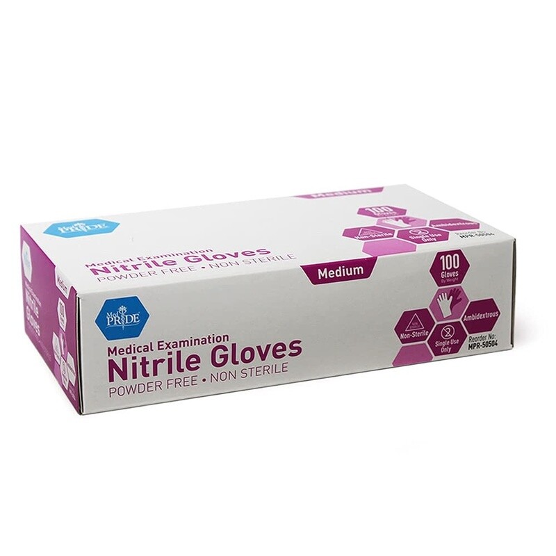 MedPride Powder-Free Nitrile Exam Gloves, Medium