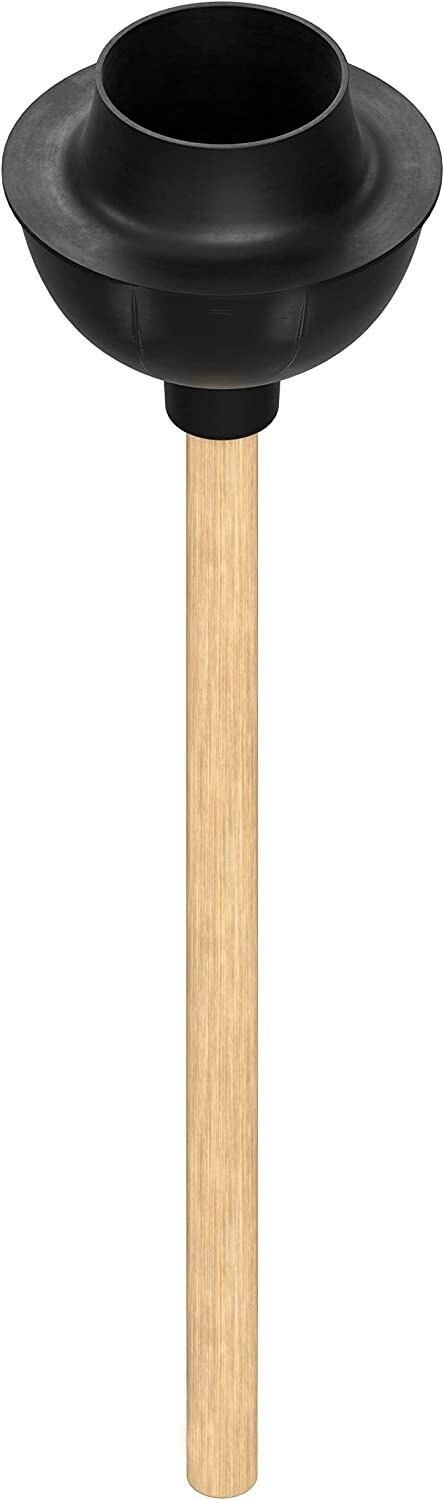 Toilet Plunger Commercial Grade with 18” Wood Handle