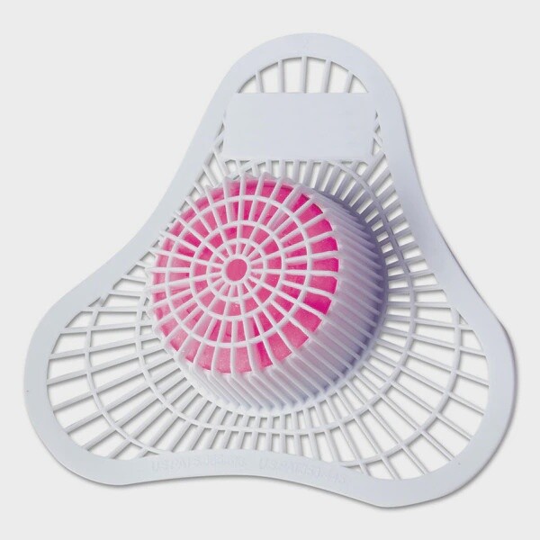 Health Gards Urinal Screen W/Non-Para Block,White/Pink Cherry