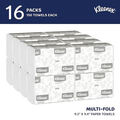 Kleenex Multifold Paper Towels (01890), White, 16 Packs / Case