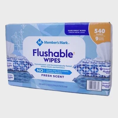 Member&#39;s Mark Flushable Scented Wipes (60 wipes/pk., 9 pk.)