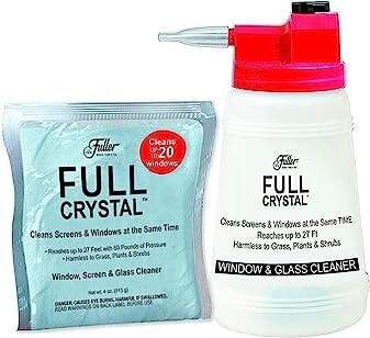 Full Crystal Window Cleaning Kit- 1 LB Glass Cleaner and Bottle with 27ft Reach