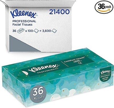 Kleenex® Professional Facial Tissue for Business (21400), Flat Tissue Boxes, 36 Boxes/Case