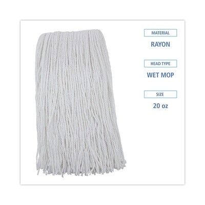 Boardwalk 20 oz. Premium Rayon Cut-End Wet Mop Heads - White