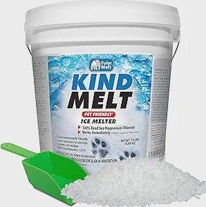 HARRIS Kind Melt Pet Friendly Ice and Snow Melter, Fast Acting 100% Pure Magnesium Chloride Formula with Scoop Included, 15lb