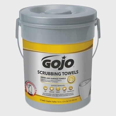 GoJo Scrubbing Towels, Hand Cleaning, 10 1/2 x 12, 72/Bucket