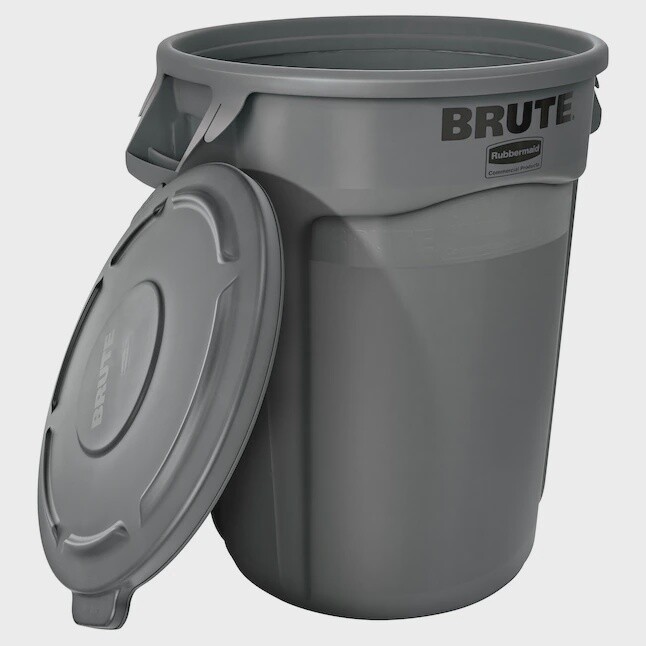 BRUTE Rubbermaid 44-Gallons Gray Plastic Trash Can with Lid