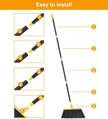 Broom for Floor Cleaning with 58" Long Handle