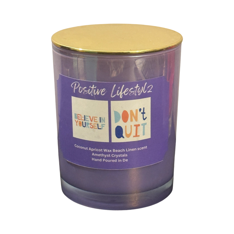 Don't Quit ~ Vanilla Beach Linen scent Amethyst crystals