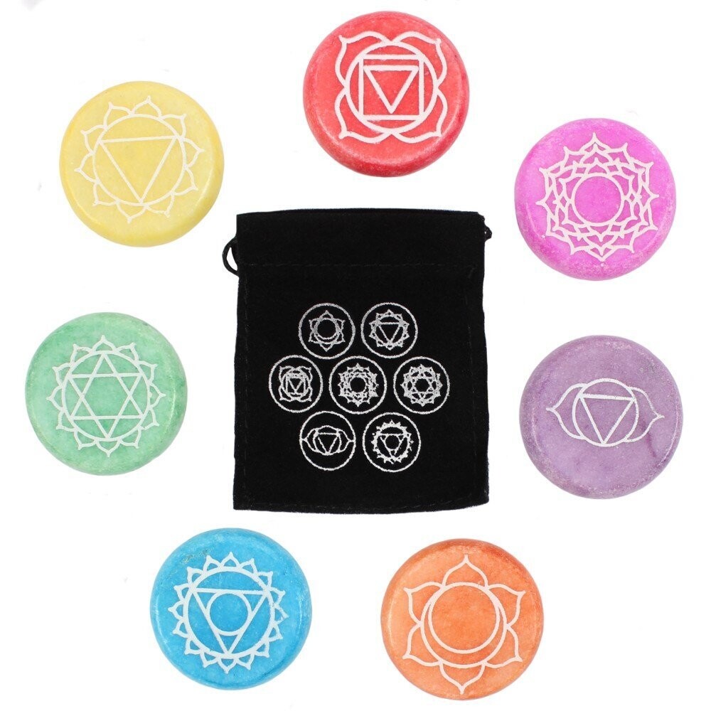 Meditation Stones - Set of 7 chakra symbols