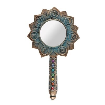 Chakra Hand Mirror, Lotus Flower Design