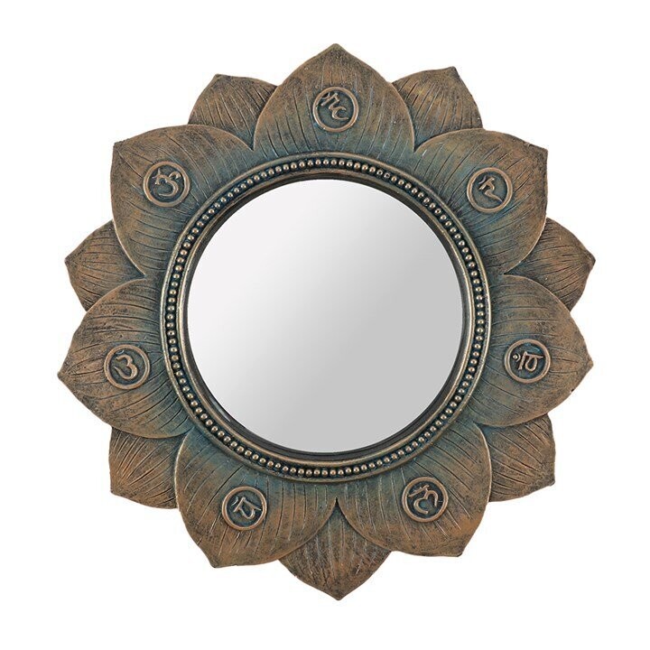 Chakra Wall Mirror Bronze Lotus Flower  Design