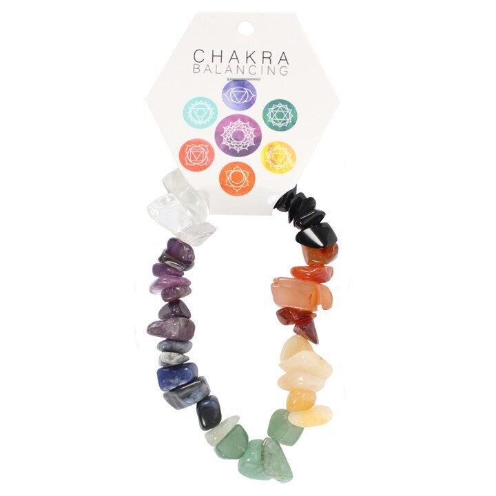 Chakra stone chip bracelet with large stones