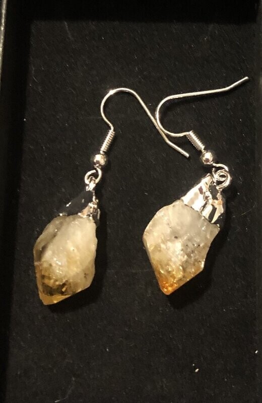 Earrings, Citrine Crystal Point