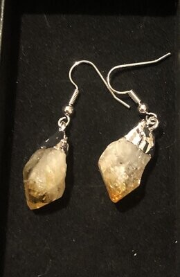 Earrings, Citrine Crystal Point