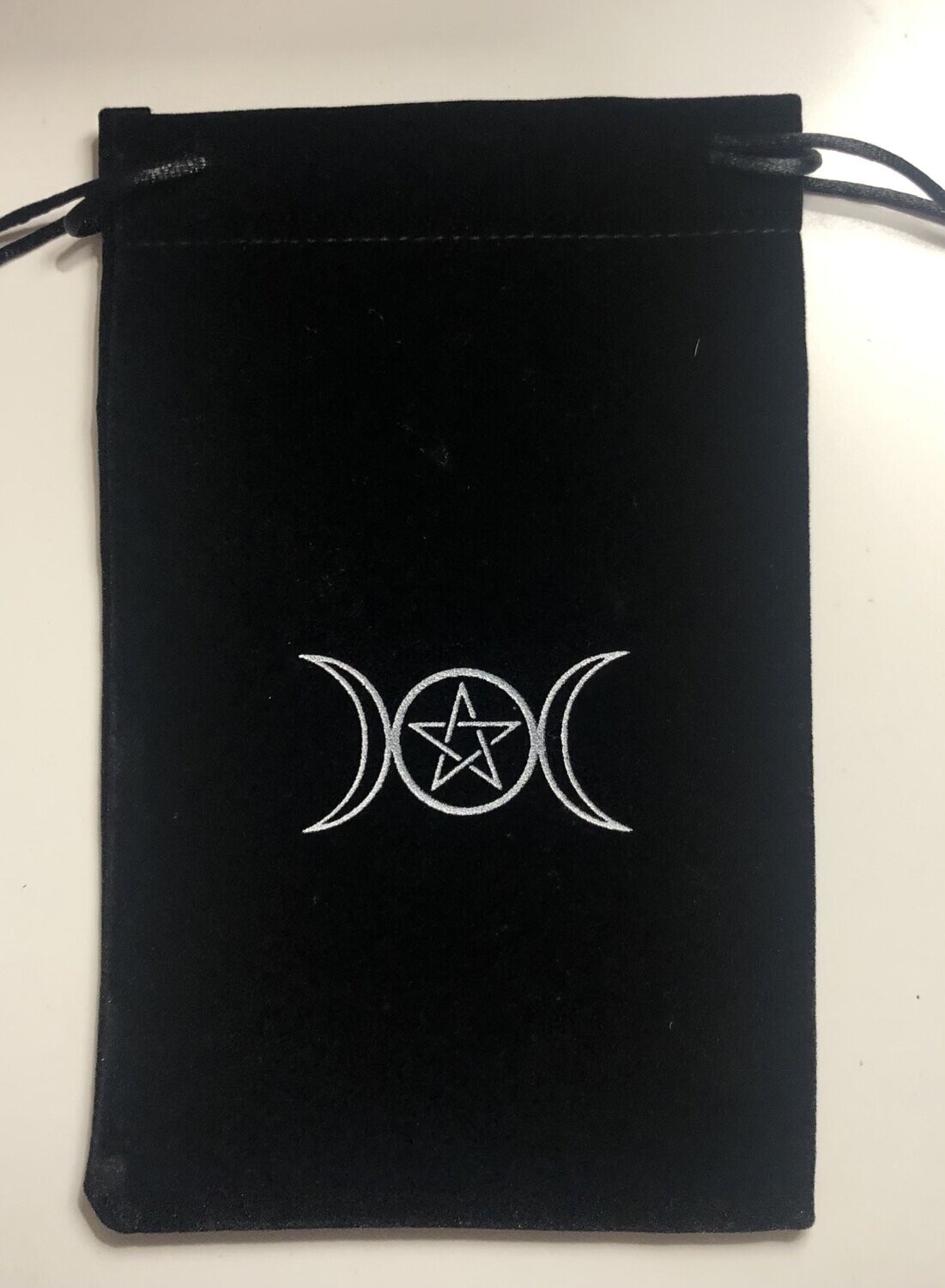 Tarot card bag, pouch, holder, triple moon & pentacle
