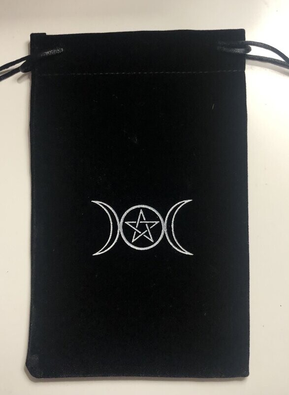 Tarot card bag, pouch, holder, triple moon & pentacle