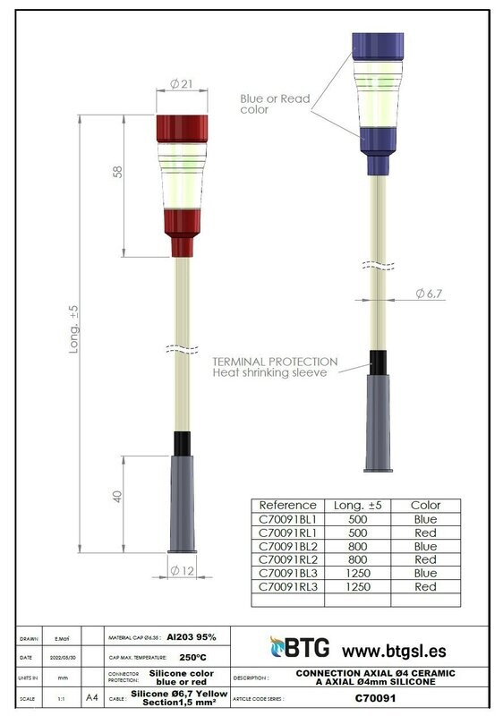 C70091 CONNECTION AXIAL Ø4 CERAMIC TO AXIAL Ø4mm SILICONE