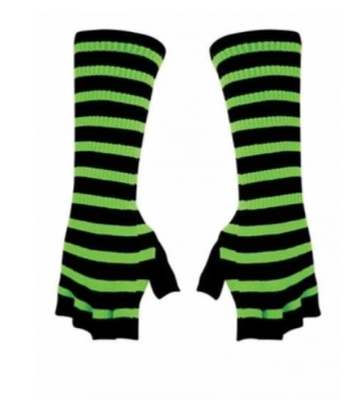Armstulpen Handschuhe - Neon Grün Gestreift