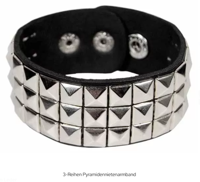 3-Reihen Pyramidennietenarmband
