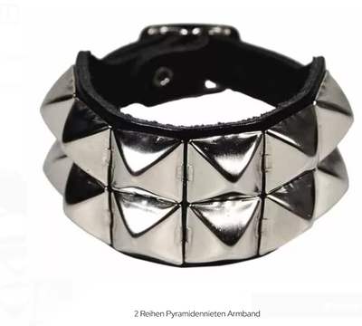 2 - reihiges Pyramidennietenarmband aus Leder