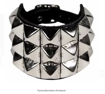 3 - reihiges Pyramidennietenarmband aus Leder