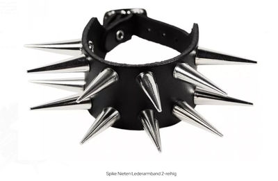 2 - reihiges Spike Nieten Armband aus Leder