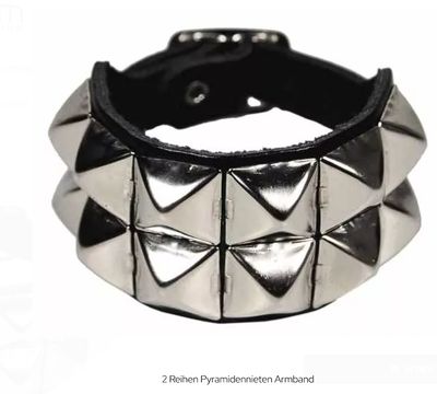 2 - reihiges Pyramidennietenarmband aus Leder