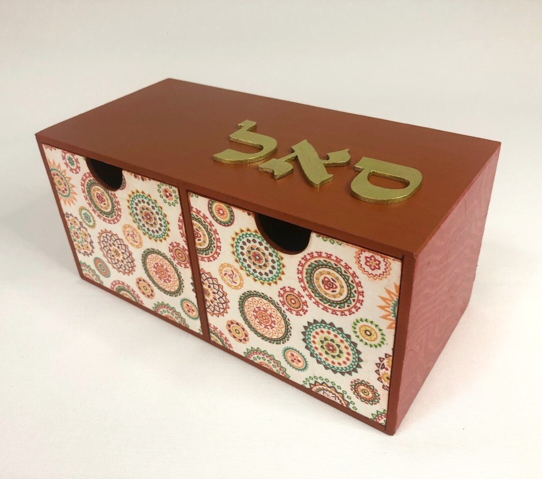Cajonera doble terracota con mandalas