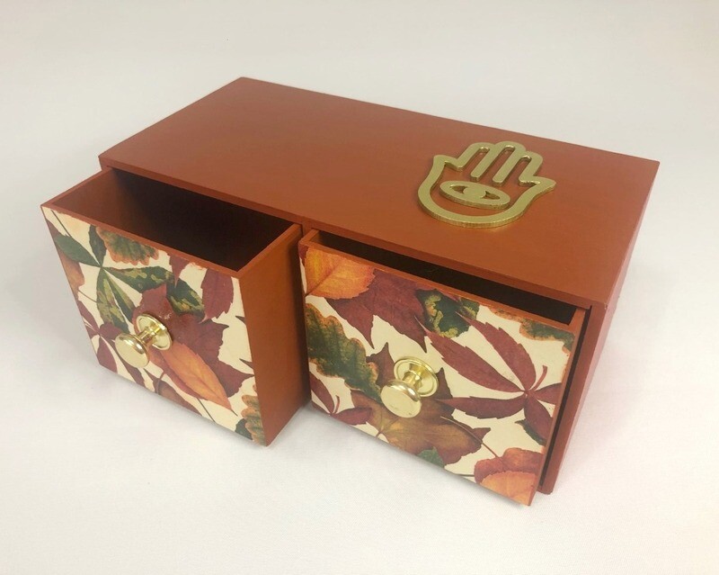 Cajonera doble terracota con hojas