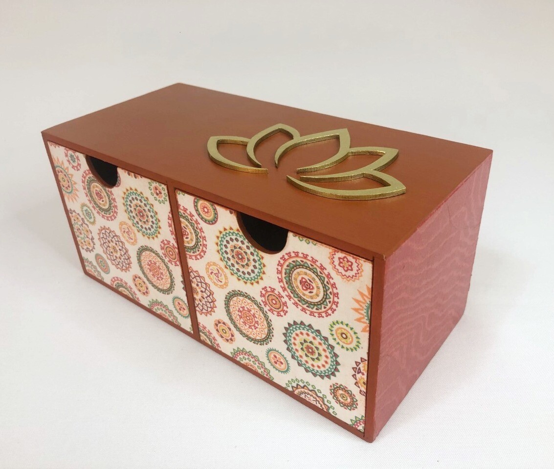 Cajonera doble terracota con mandalas