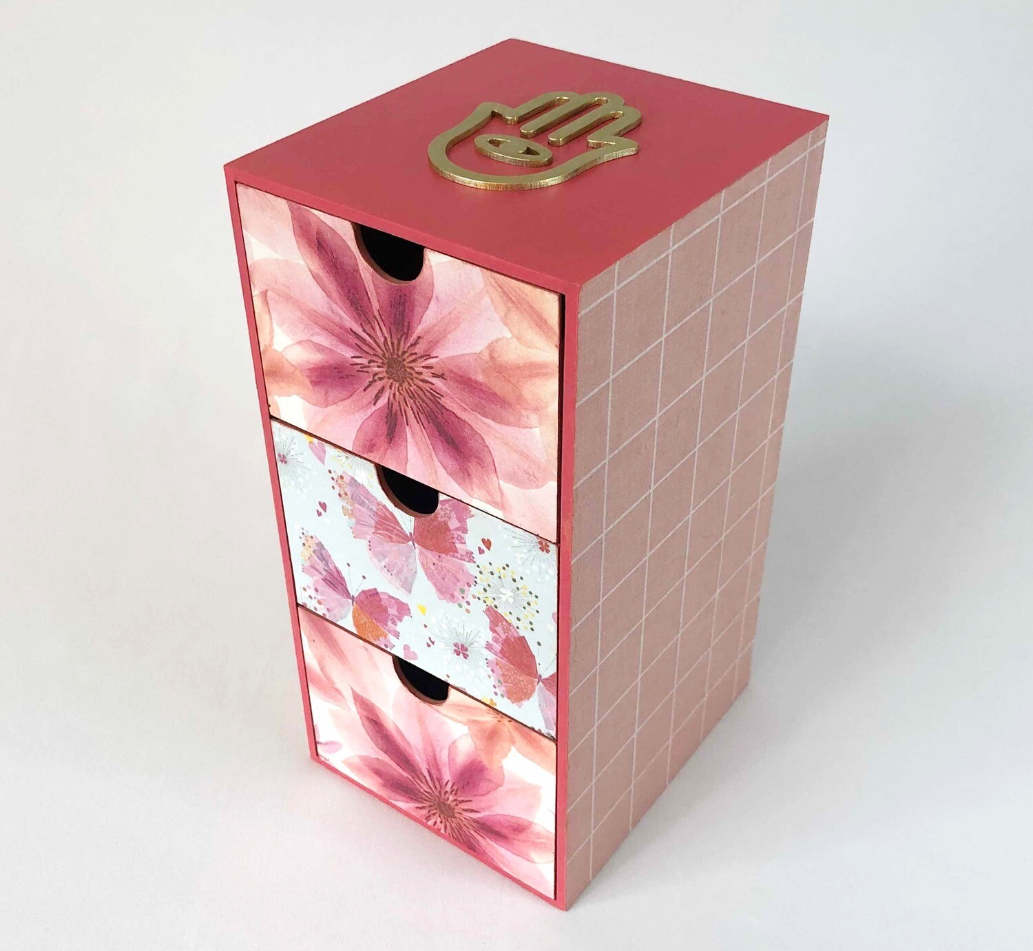 Cajonera triple rosa