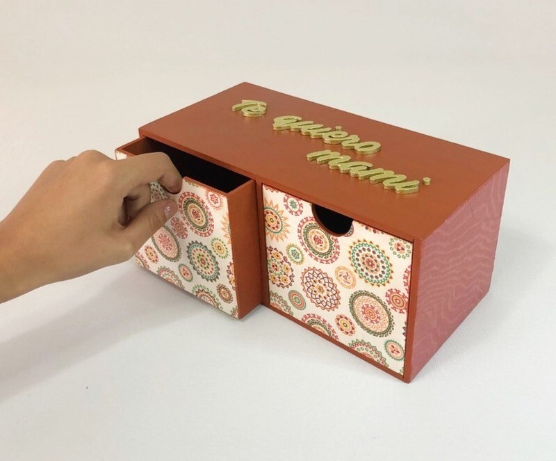 Cajonera doble terracota con mandalas