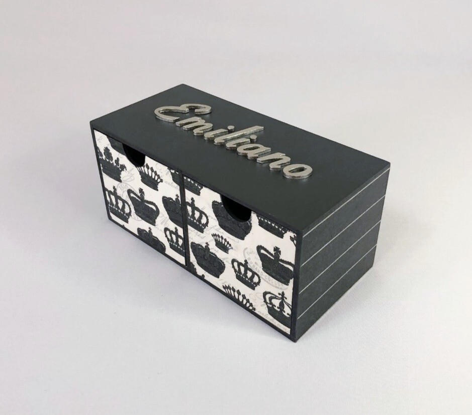 Cajonera doble gris con coronas