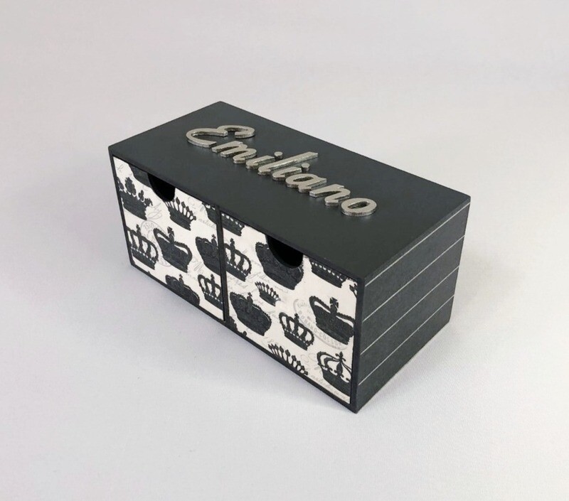 Cajonera doble gris con coronas