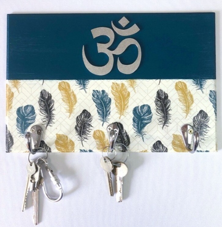 Porta llaves turquesa y plateado