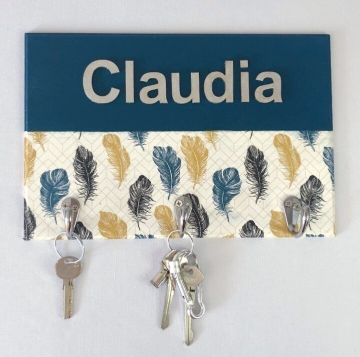 Porta llaves turquesa y plateado