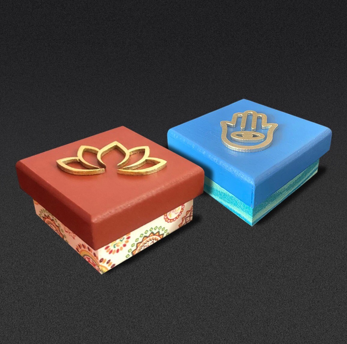 Cajas joyero terracota y azul