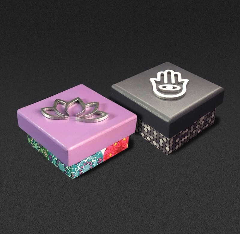 Cajas joyero lila y gris