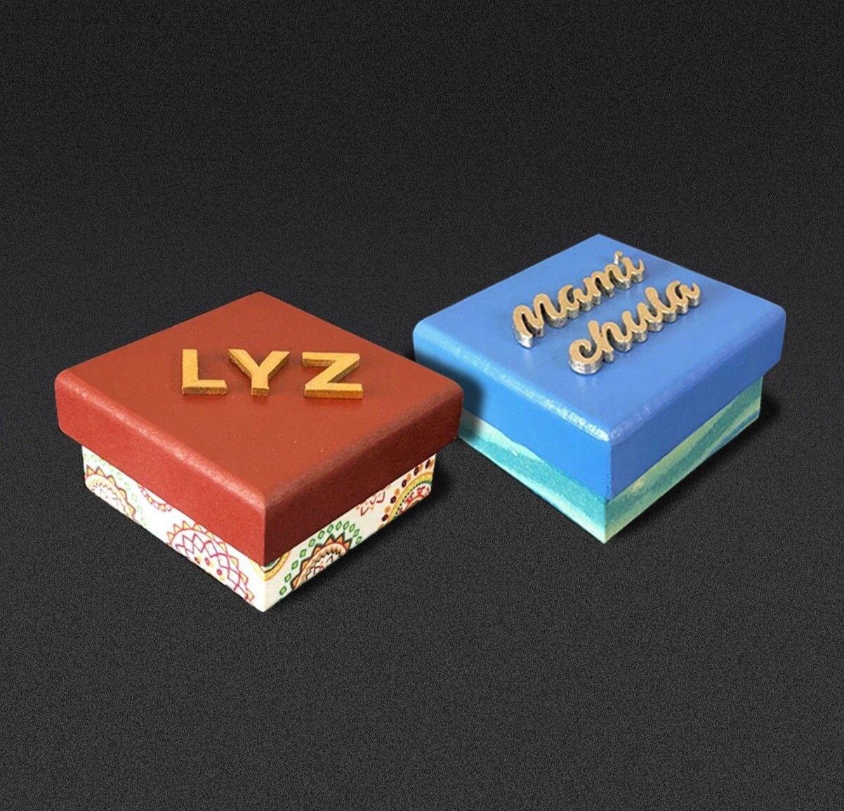 Cajas joyero terracota y azul