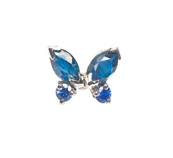 Piercing Papillon En Or Jaune Serti De Saphirs Bleus