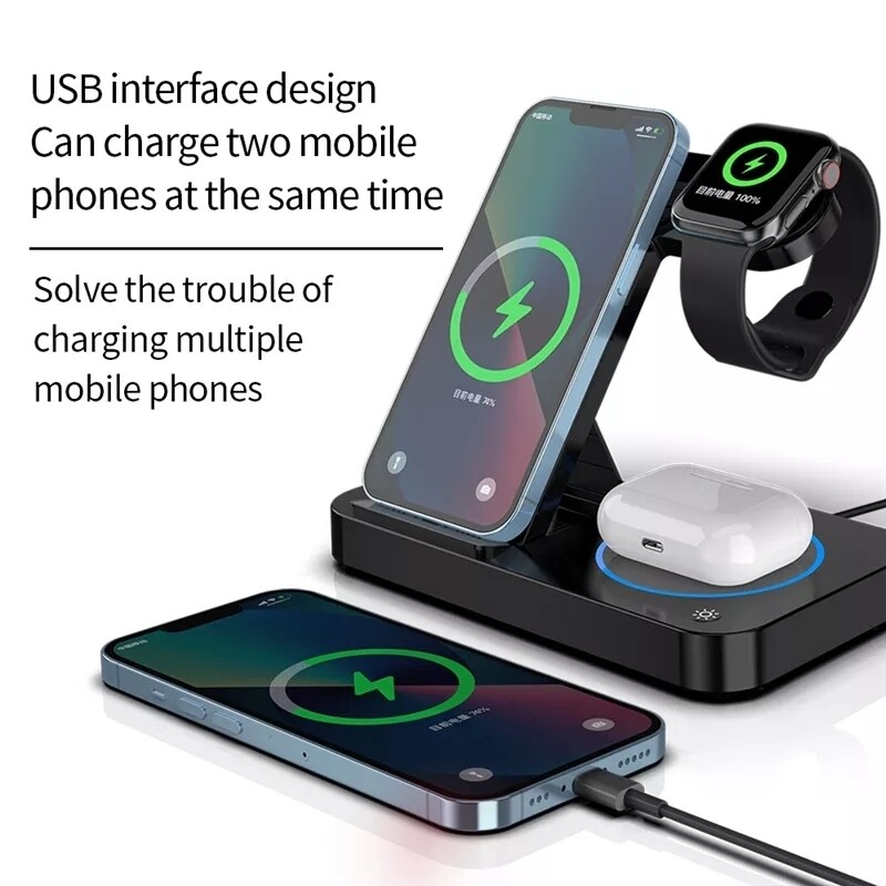 New Folding 3-in-1 Wireless Charger Vertical Phone Holder