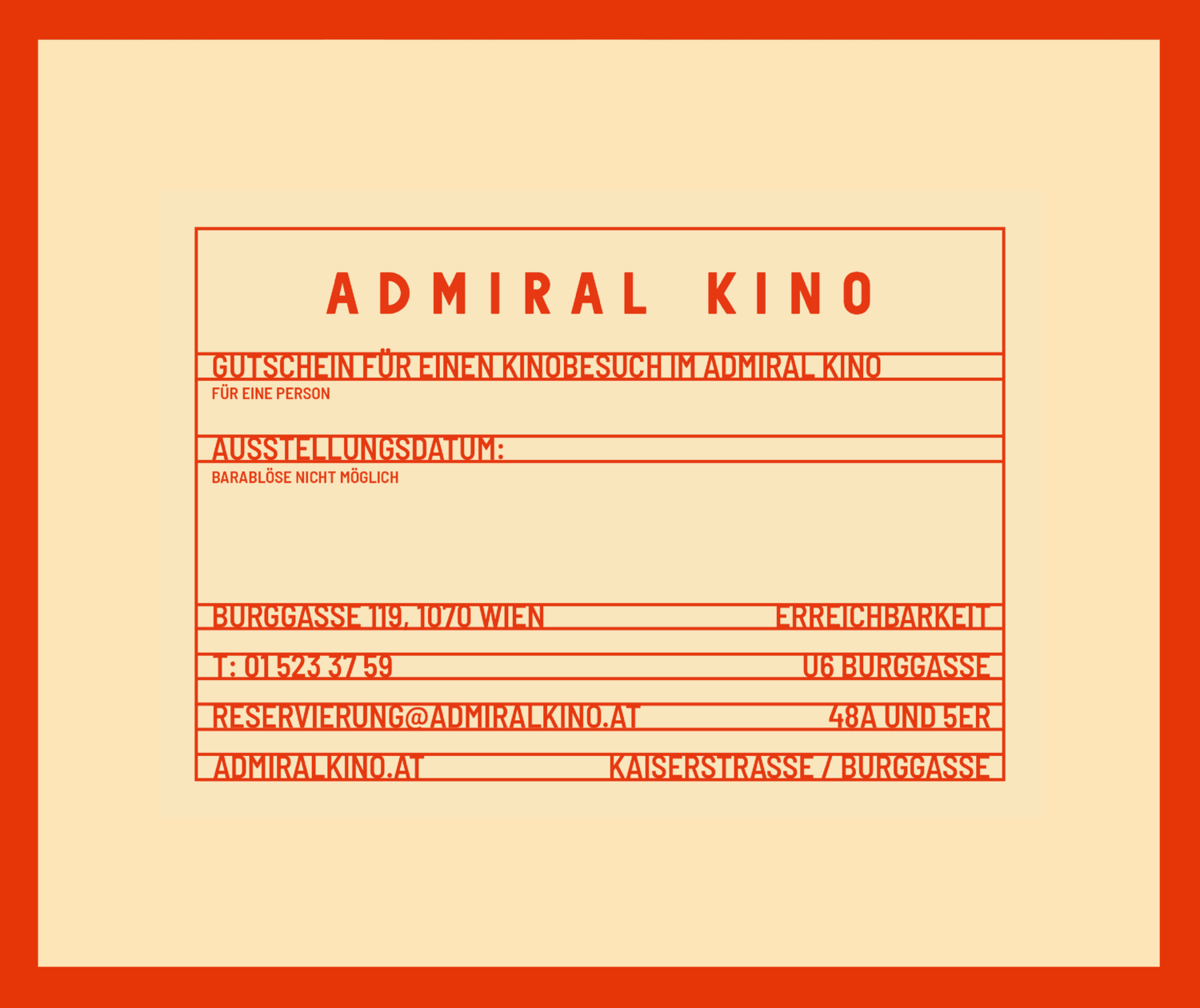 Admiral Kino Gutschein