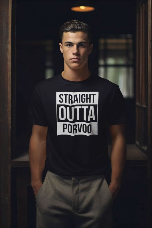 T-shirt Porvoo - motiv skjorta, svart